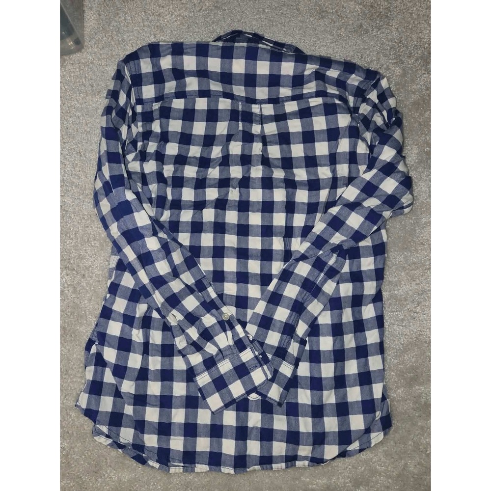 Banana Republic Button Down Shirt Navy White Gingham Soft Wash Cotton Women XS‎ - Picture 7 of 8